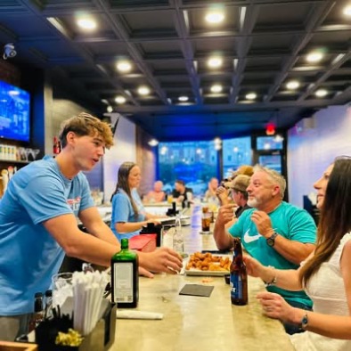 Bartender and customers