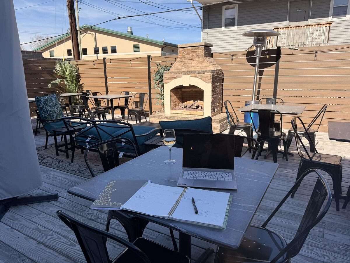 Patio with wine during daytime