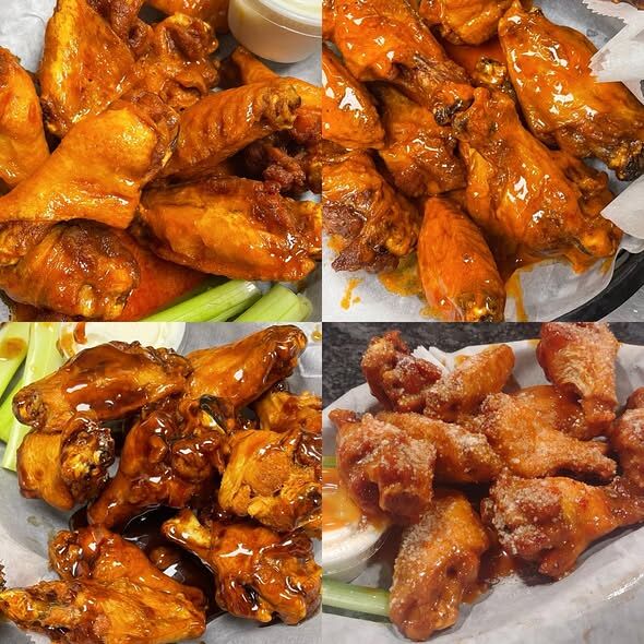 Four different wing sauces